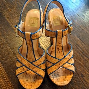 Dolce Vita Womens 8 Cork Strappy High Heels Pumps Chunky